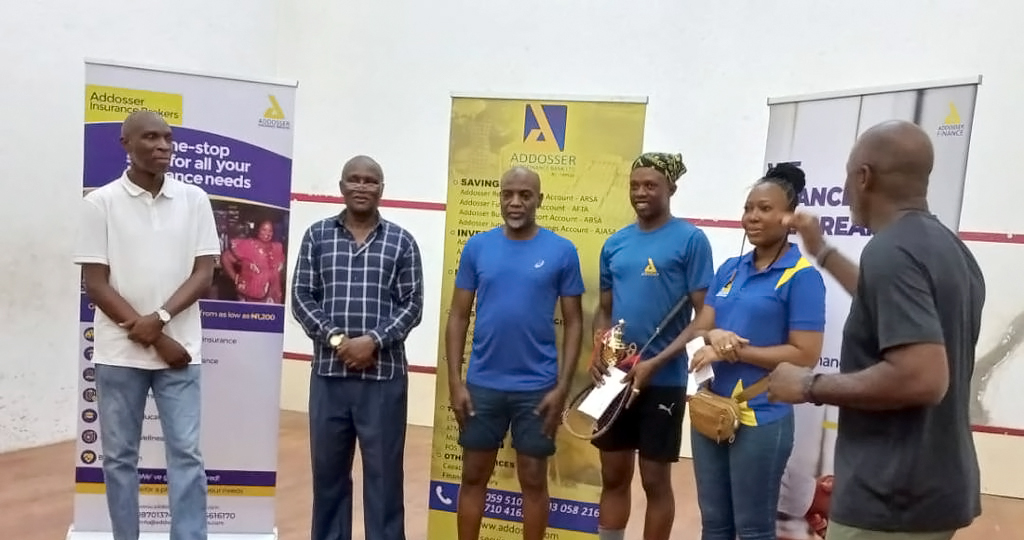 Presentation of awards at the Addosser Squash Tournament with the fomer Unilag VC, Mr Duro Oni.