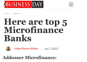 Addosser MFB- Top 5 Microfinance Bank by Business Day